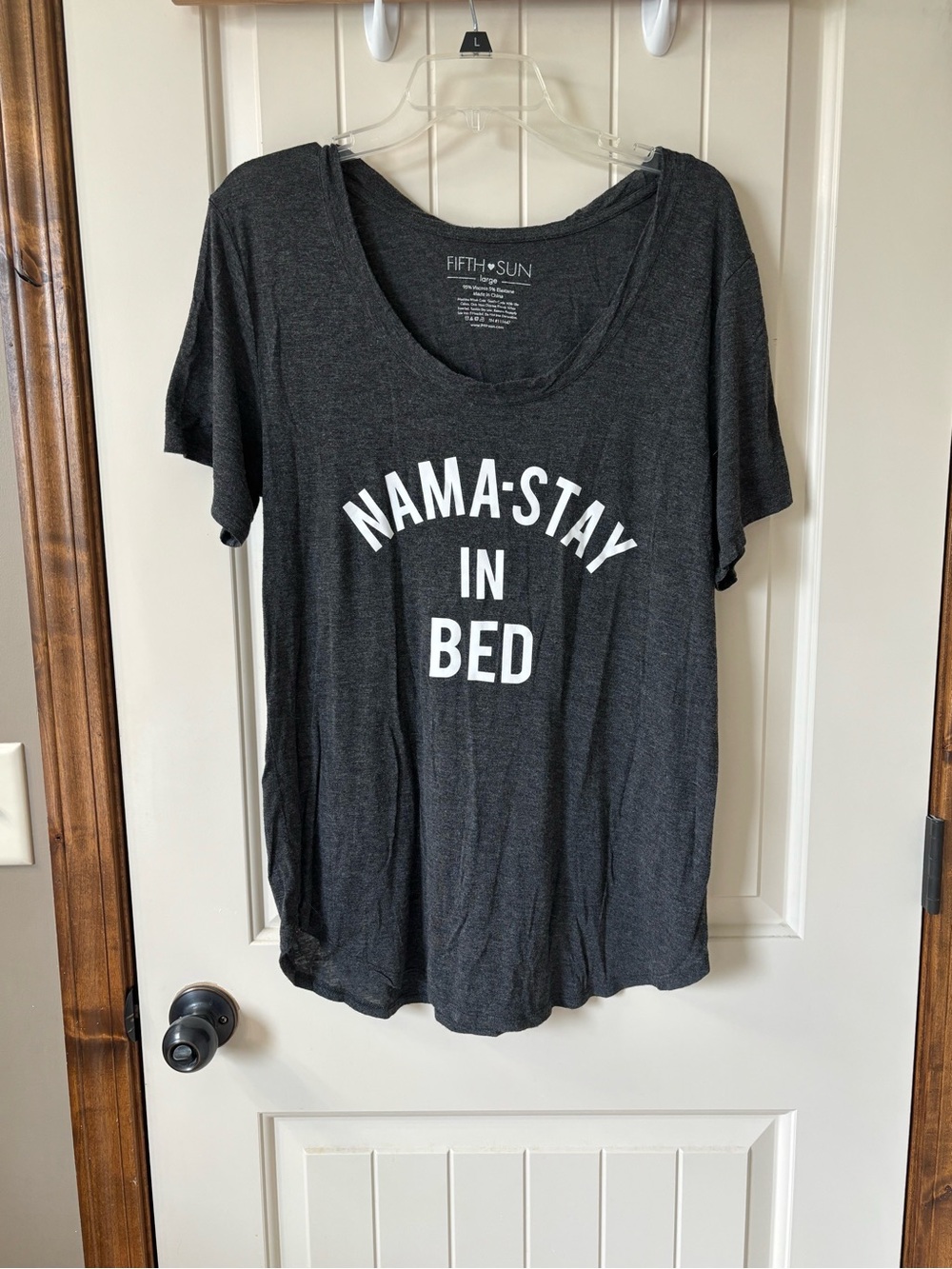 Fifth Sun Charcoal Heather sleep Tee with White Print
